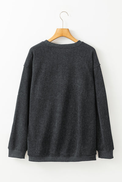 Black Corded Ghost Loose Fit Sweatshirt for Halloween LC25318422