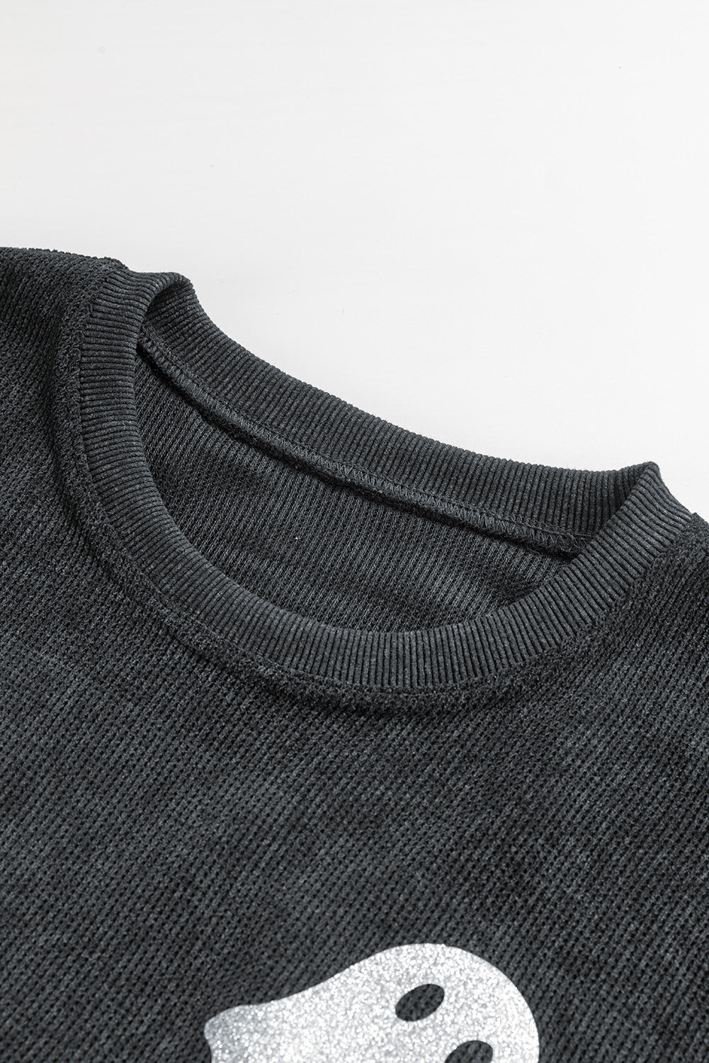 Black Corded Ghost Loose Fit Sweatshirt for Halloween LC25318422