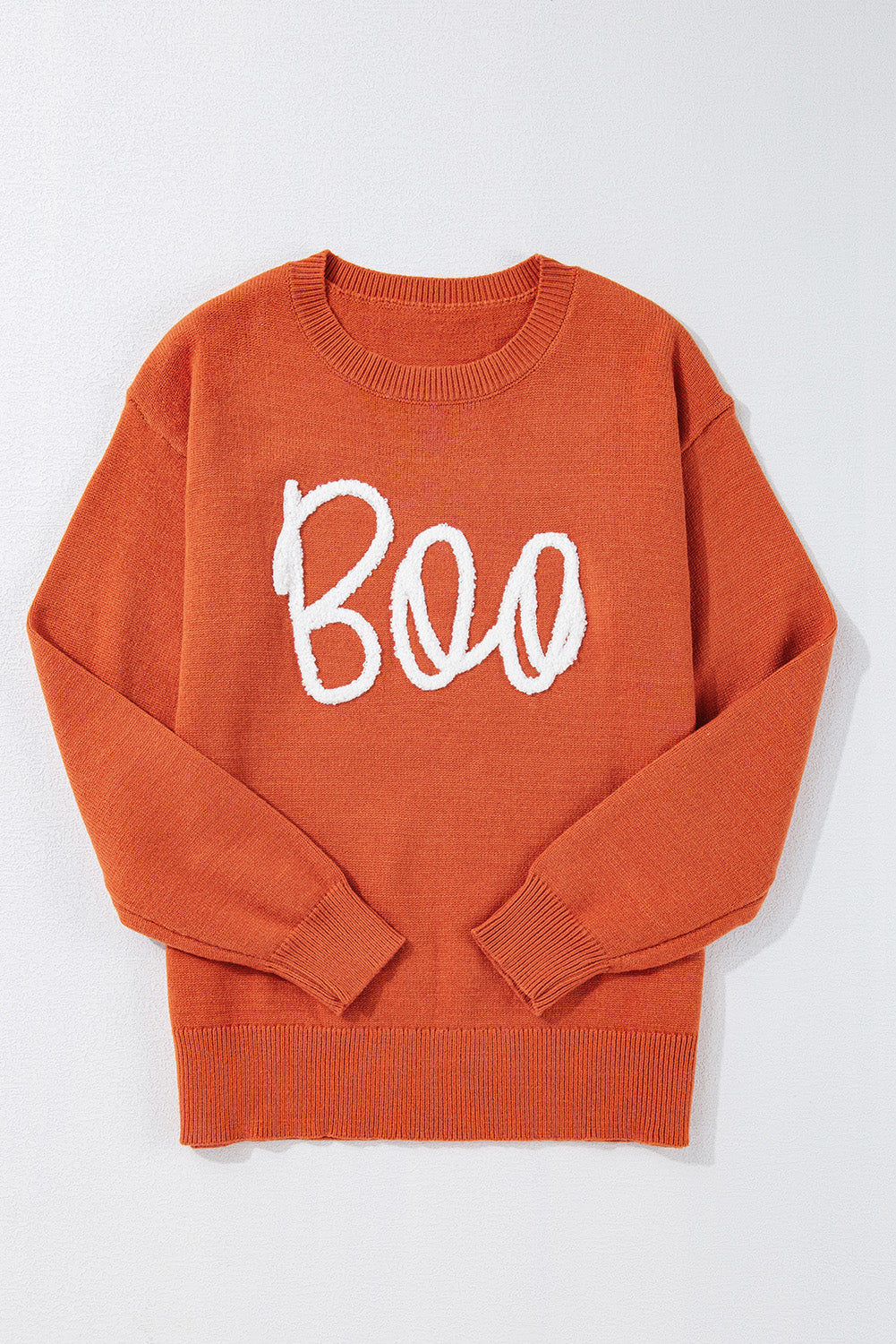 Orange Boo Pattern Drop Shoulder Sweater LC2725569