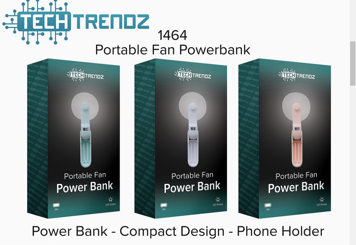 Tech Trendz Portable Fan with Power Bank 1464