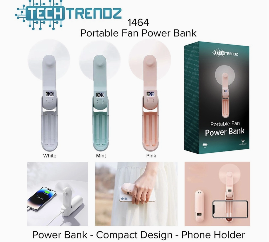 Tech Trendz Portable Fan with Power Bank 1464