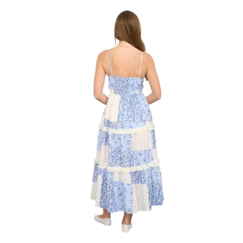 Blu Pepper Multi Checkered Midi Dress Blue Multi / S, Size S Blu Pepper Multi Checkered Midi Dress Blue Multi / S, Size S