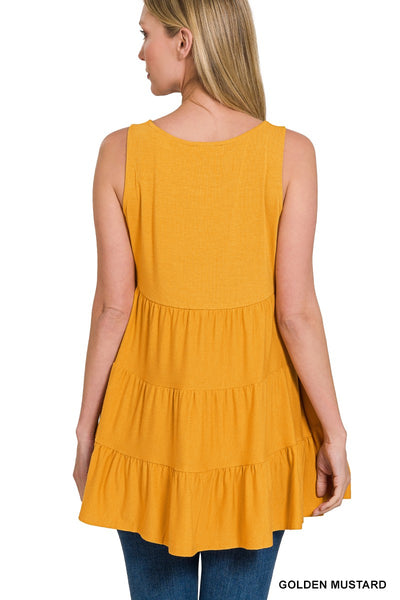 Zenana New Coral Pink Sleeveless Tiered Ruffled Tunic Top RT-3135AB