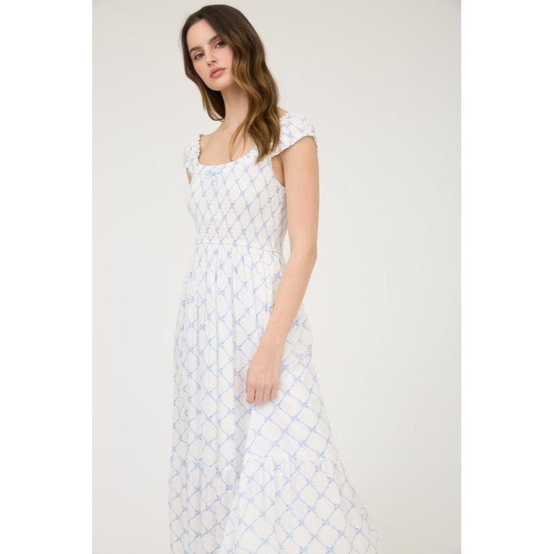 Blu Pepper Women's Bow Print Sundress - White