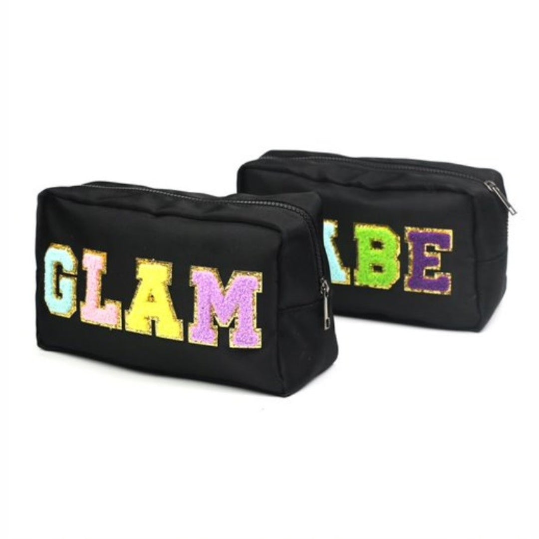 Glam Varsity Letter Cosmetic Makeup Travel Bag U-216-GLAM