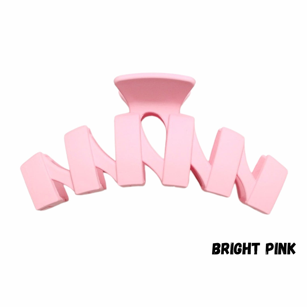 Bright Pink Zig Zag Hair Claw Clip U-301