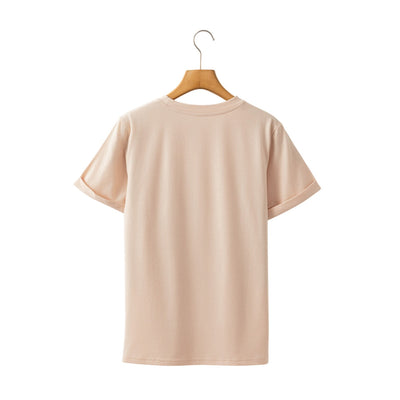 Khaki Pumpkin Patch Girly Leopard Bow Graphic T-Shirt LC25226480