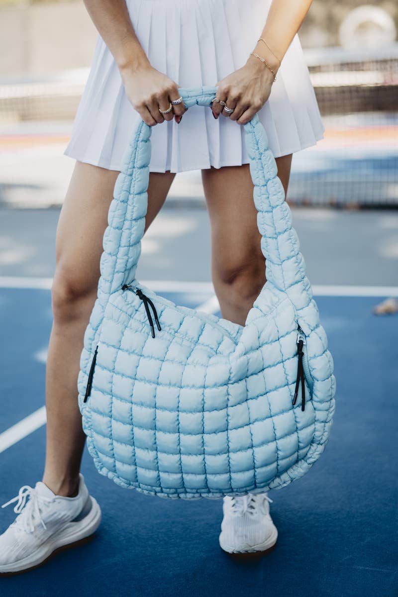 Katydid Light Blue Oversized Quilted Puffer Tote Bag KDC-TB-25_LBL