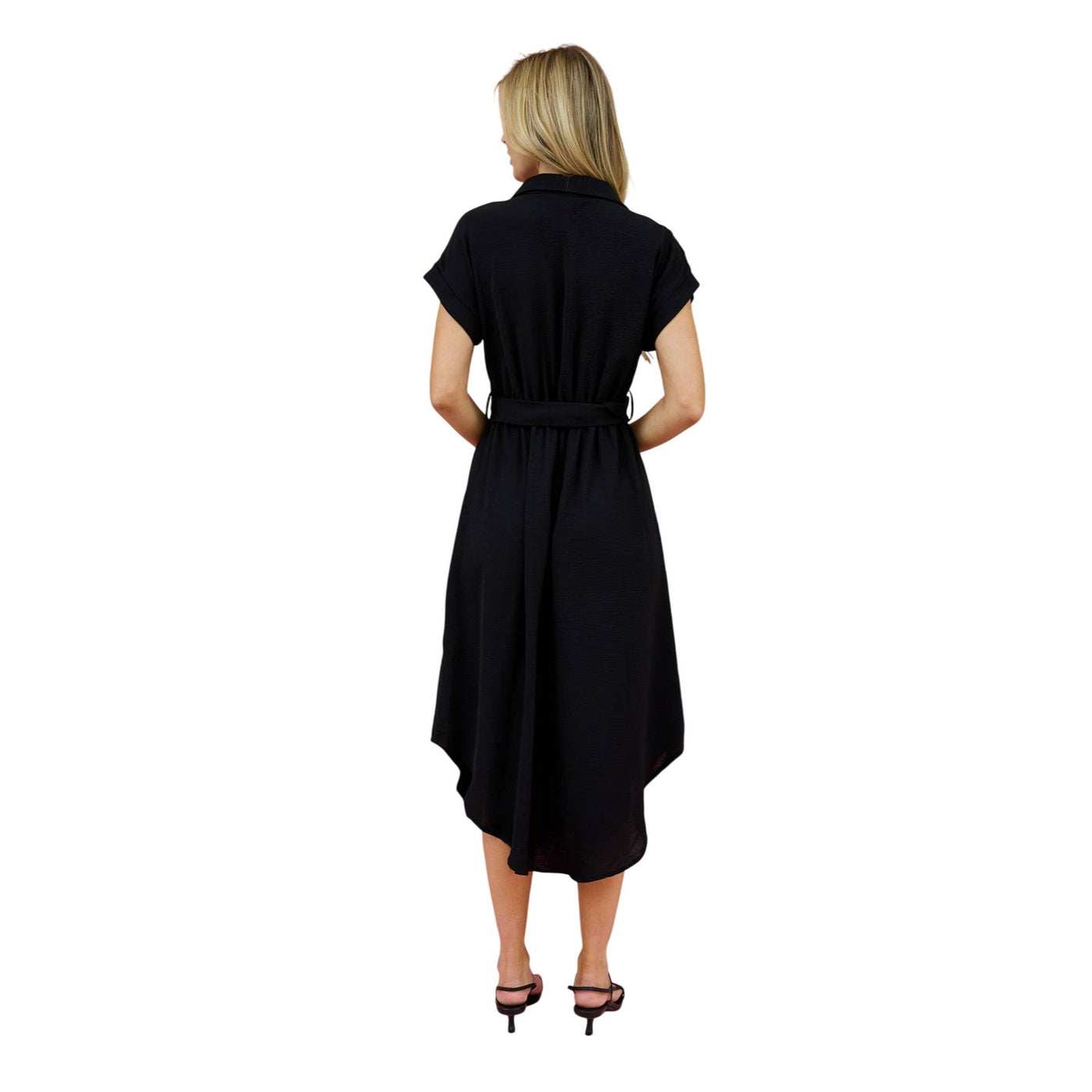 Blu Pepper Collared Button Down Belted Midi Dress CR2250