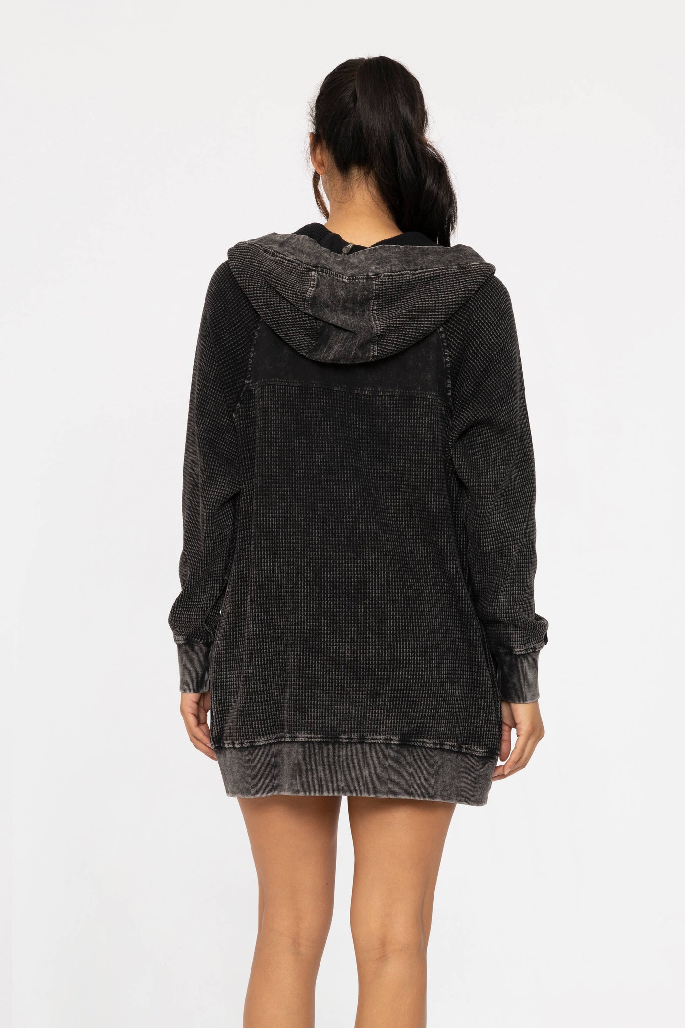 Mono B Oversized Mineral-Washed Zip-Up Hooded Jacket KJ12071