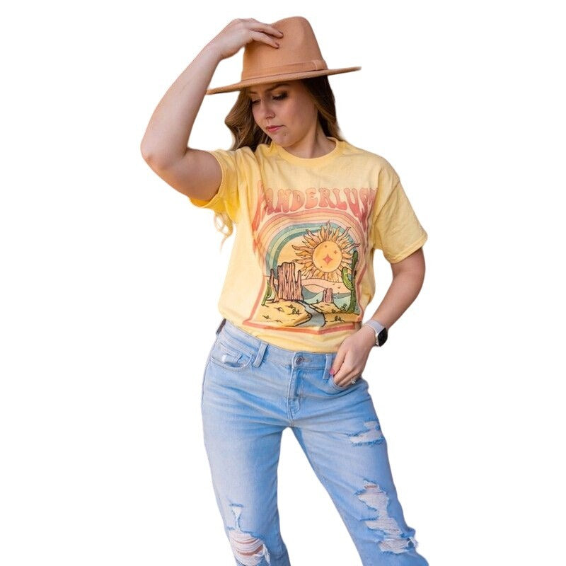 Desert Wanderlust Yellow Short Sleeve Graphic T-Shirt DWLGT