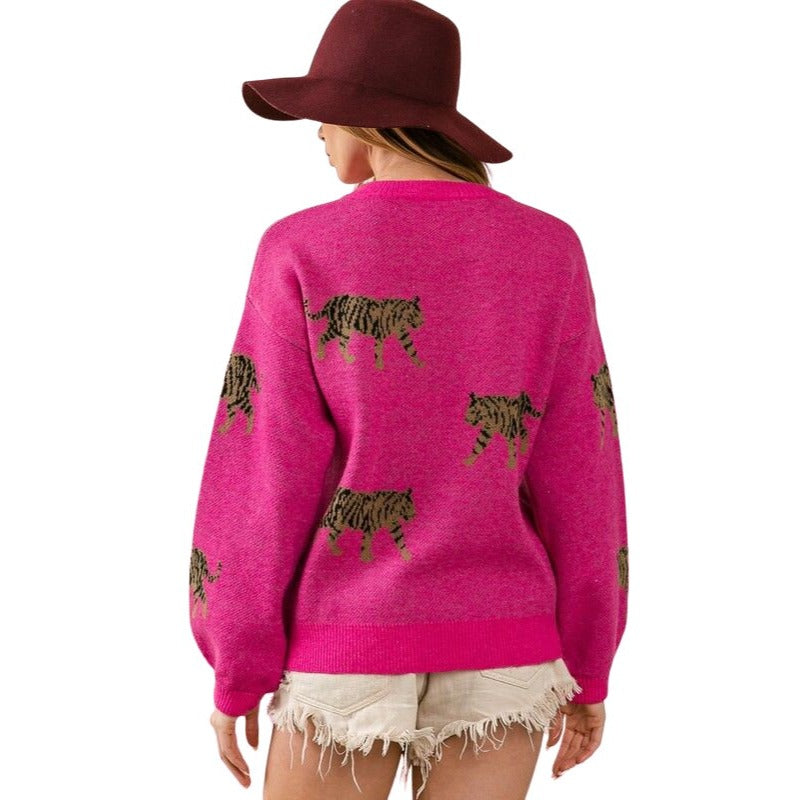 BiBi Purple Tiger Pattern Sweater IP5685G