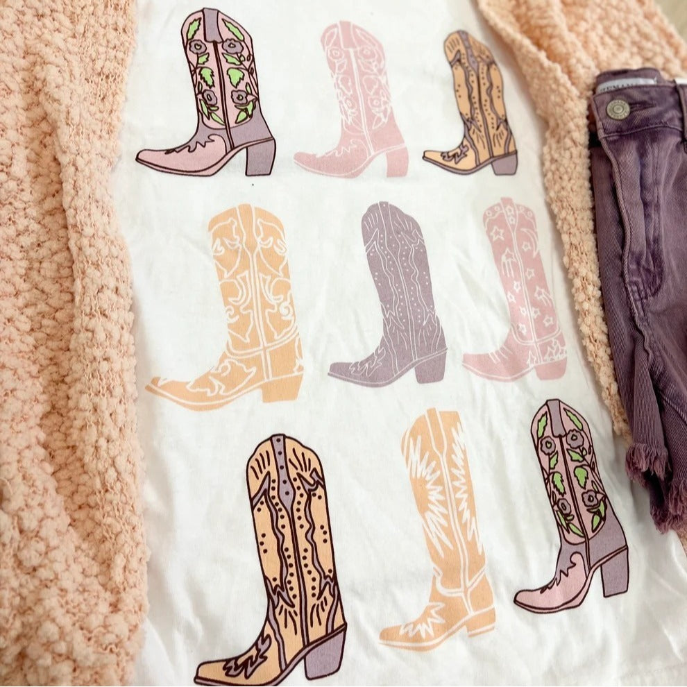 Mini Cowboy Boots Graphic Short Sleeve T-Shirt MINI-BOOTS