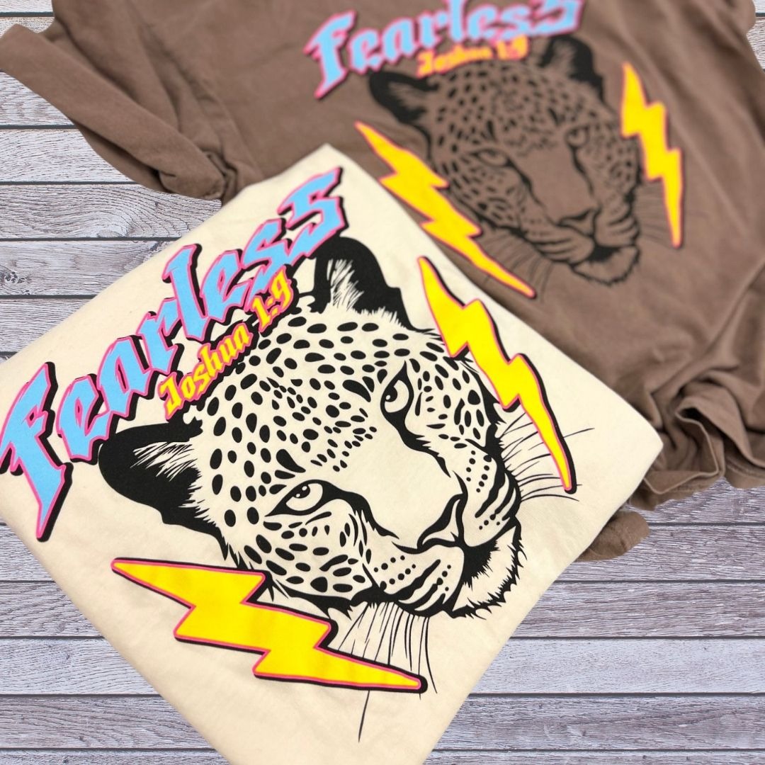 Espresso Brown Short Sleeve Fearless Cheetah Graphic T-Shirt