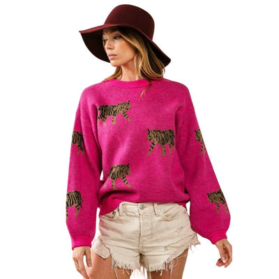 BiBi Purple Tiger Pattern Sweater IP5685G