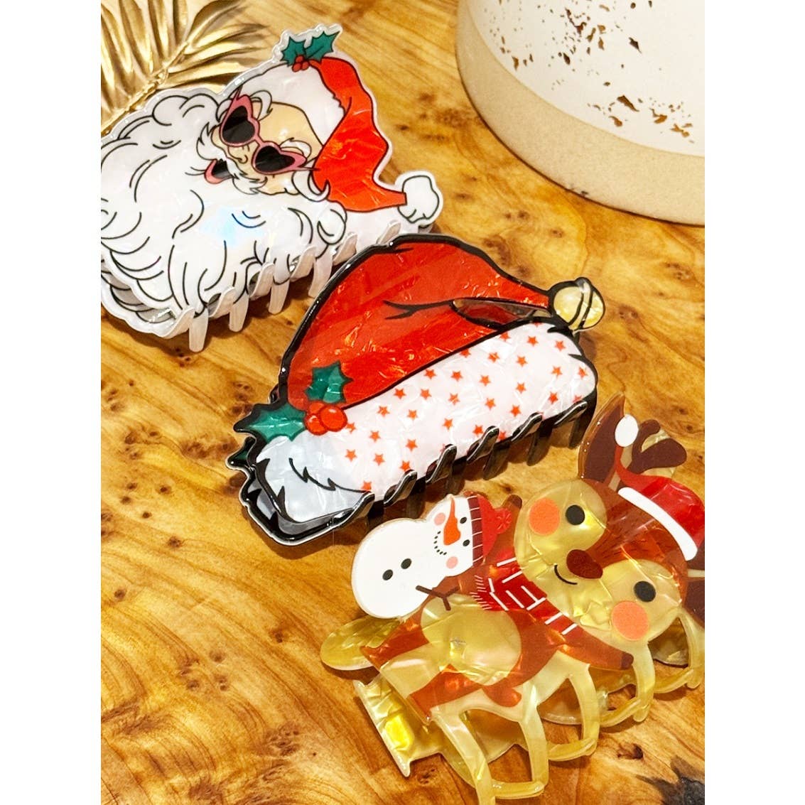 Glittered Chrstmas Premium Quality Hair Claw Clip