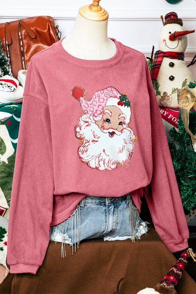 Christmas Santa Claus Sparkle Corded Sweatshirt