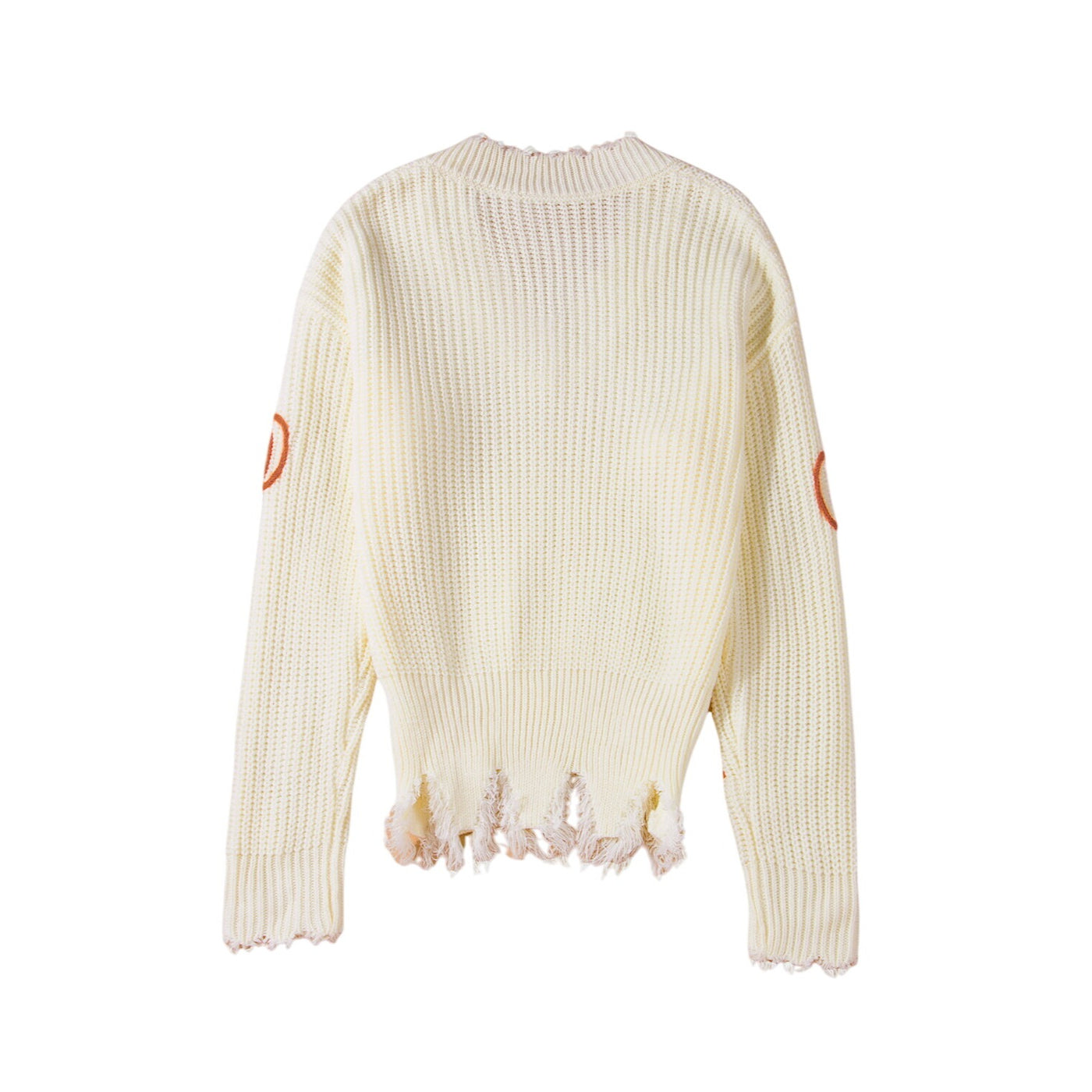 Beige Cable Knit Pumpkin Raw Hem V Neck Sweater LC2725762