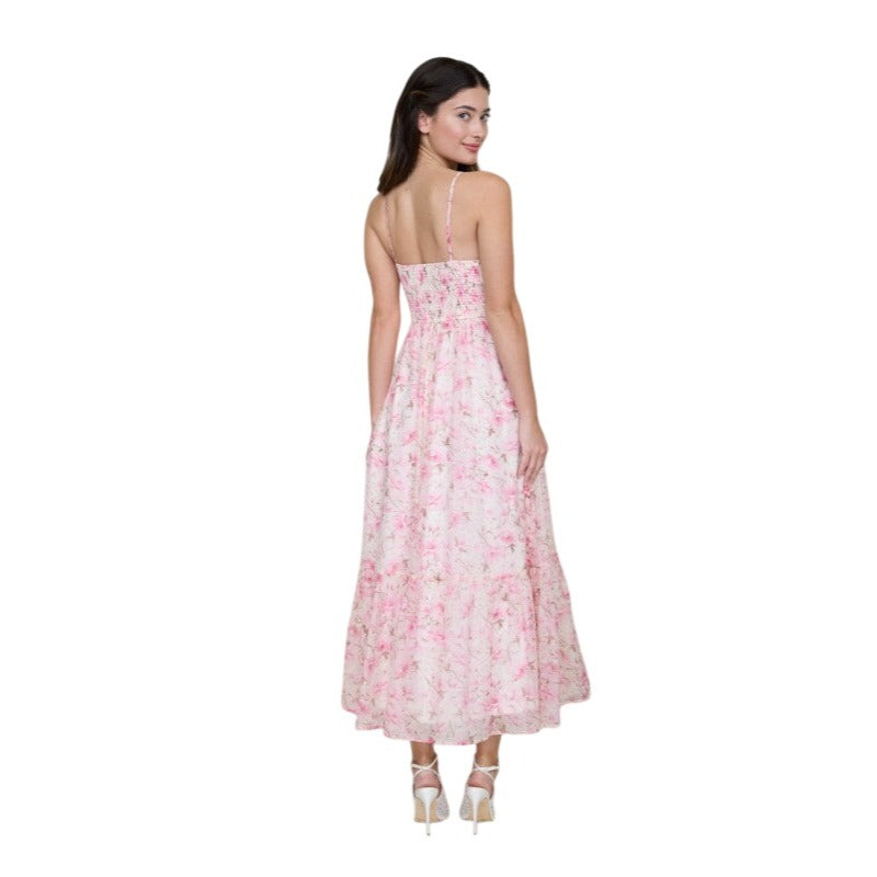blu pepper pink floral dress Blu Pepper Women's Flutter Sleeve Floral Midi Dress - Pink