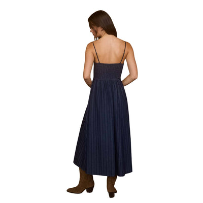 Blu Pepper Stripe Front Hook Corset Denim Midi Dress CR2650