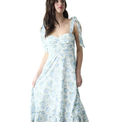Blu Pepper Floral Tie Strap Ruched Detail Maxi Dress CR2455