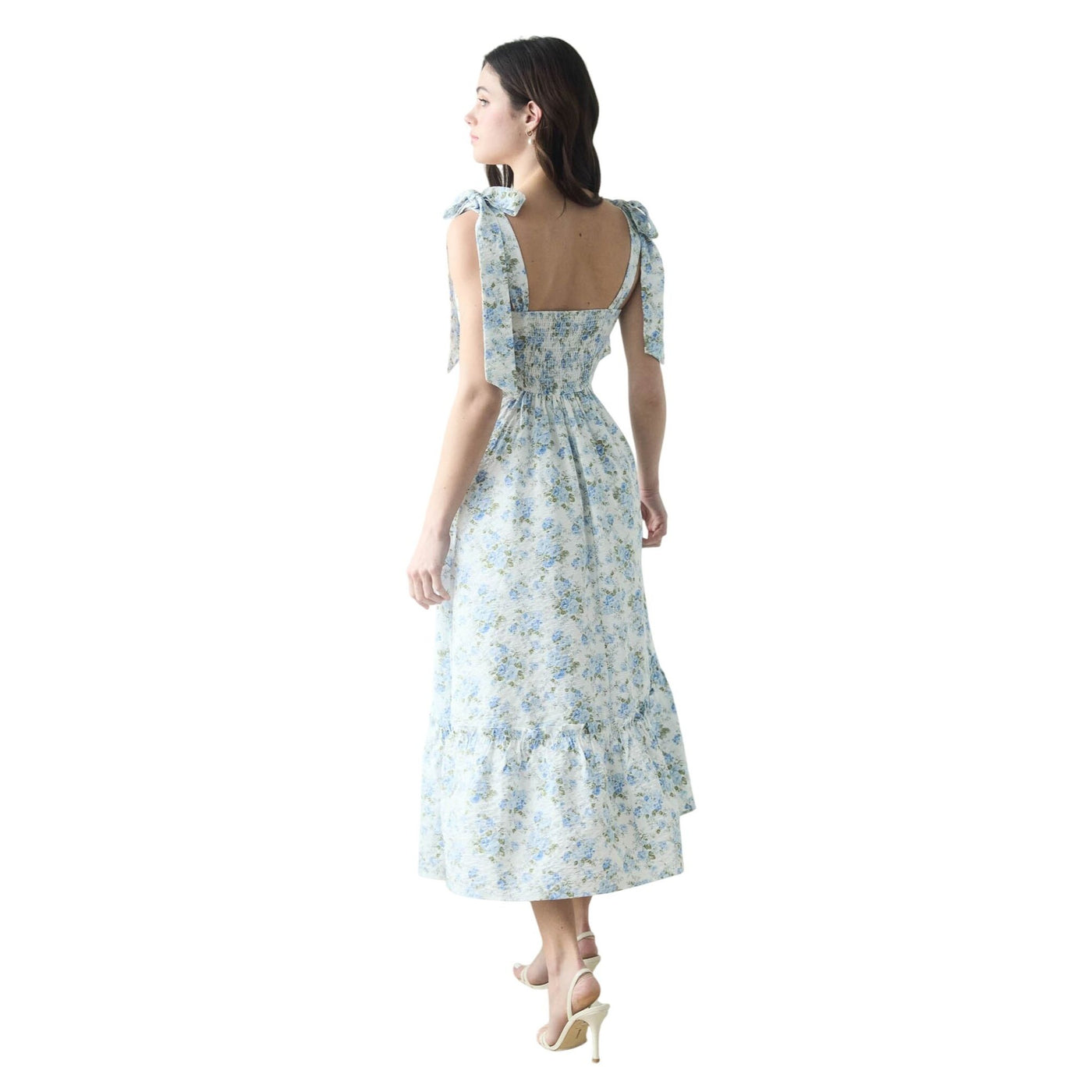 Blu Pepper Floral Tie Strap Ruched Detail Maxi Dress CR2455