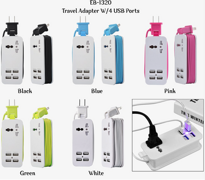 Tech Trendz Travel Charger with 4 Usb Ports and Universal Power Socket 1320