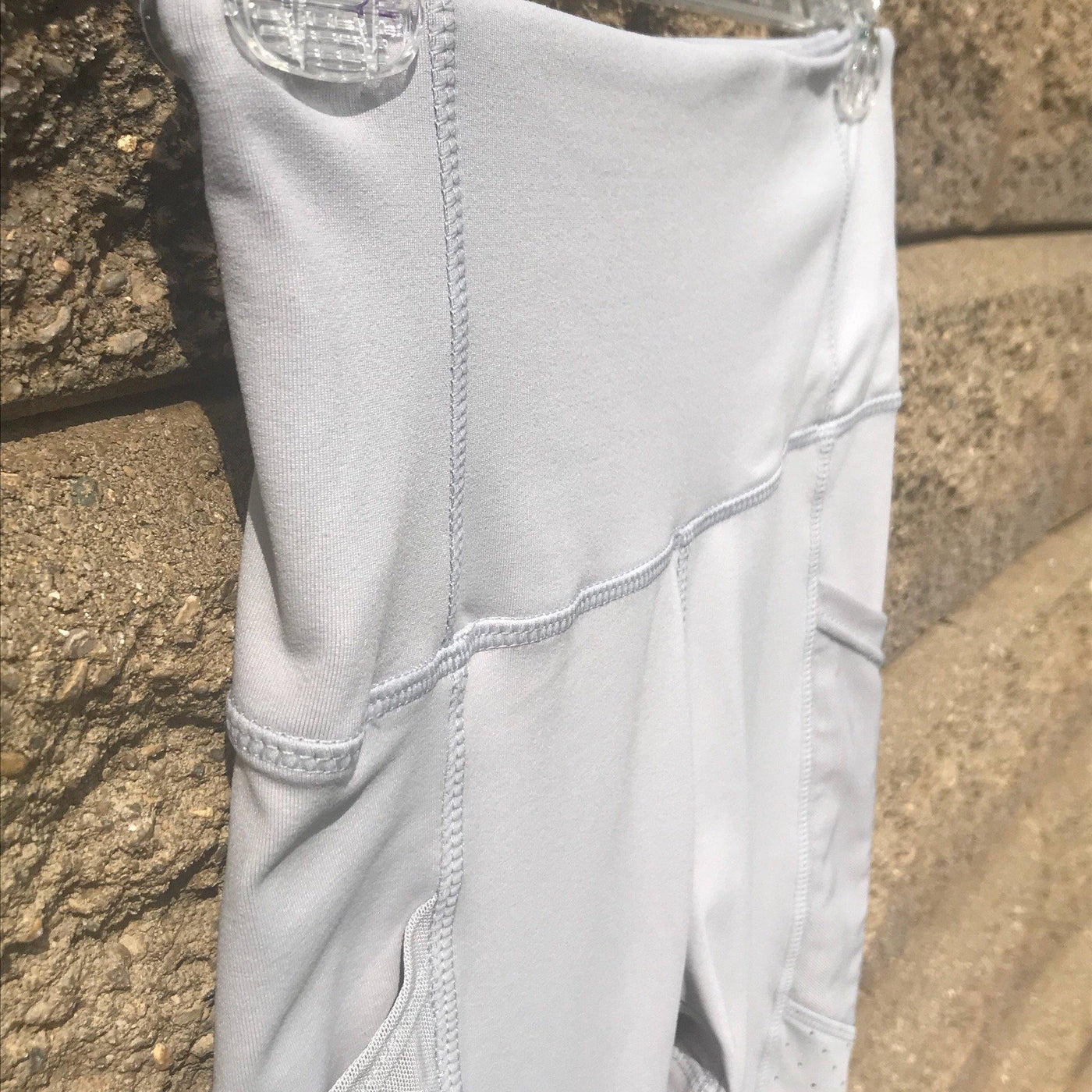 MONO B Blue Gray High Waist Yoga Pants with Pockets - yoga leggings - dalia + jade 