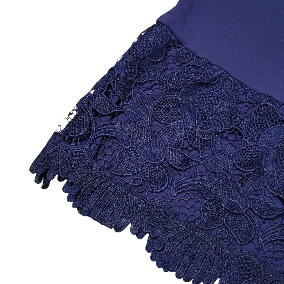 Navy Blue New Scalloped Guipure Lace Dress Extender