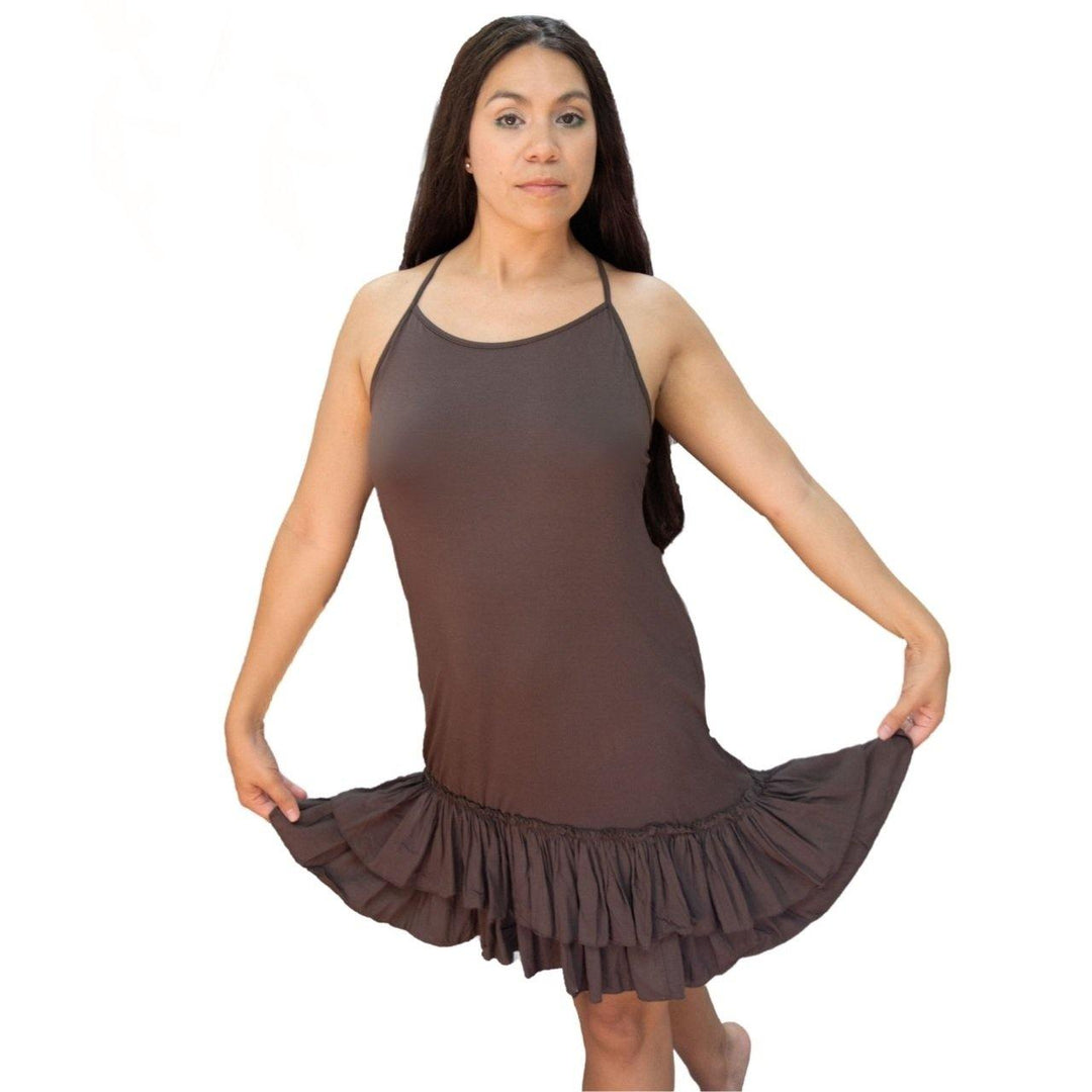 navy blue dress extender Navy Blue Double Ruffle Dress Extender Layering Slip Black / 4XL