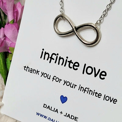 Silver Infinity Necklace with Message Card - Accessories - dalia + jade 