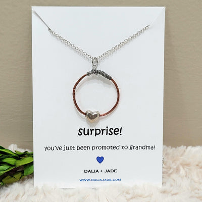 Surprise! You're Going to Be a Grandma! Circle Necklace & Card - Accessories - dalia + jade 