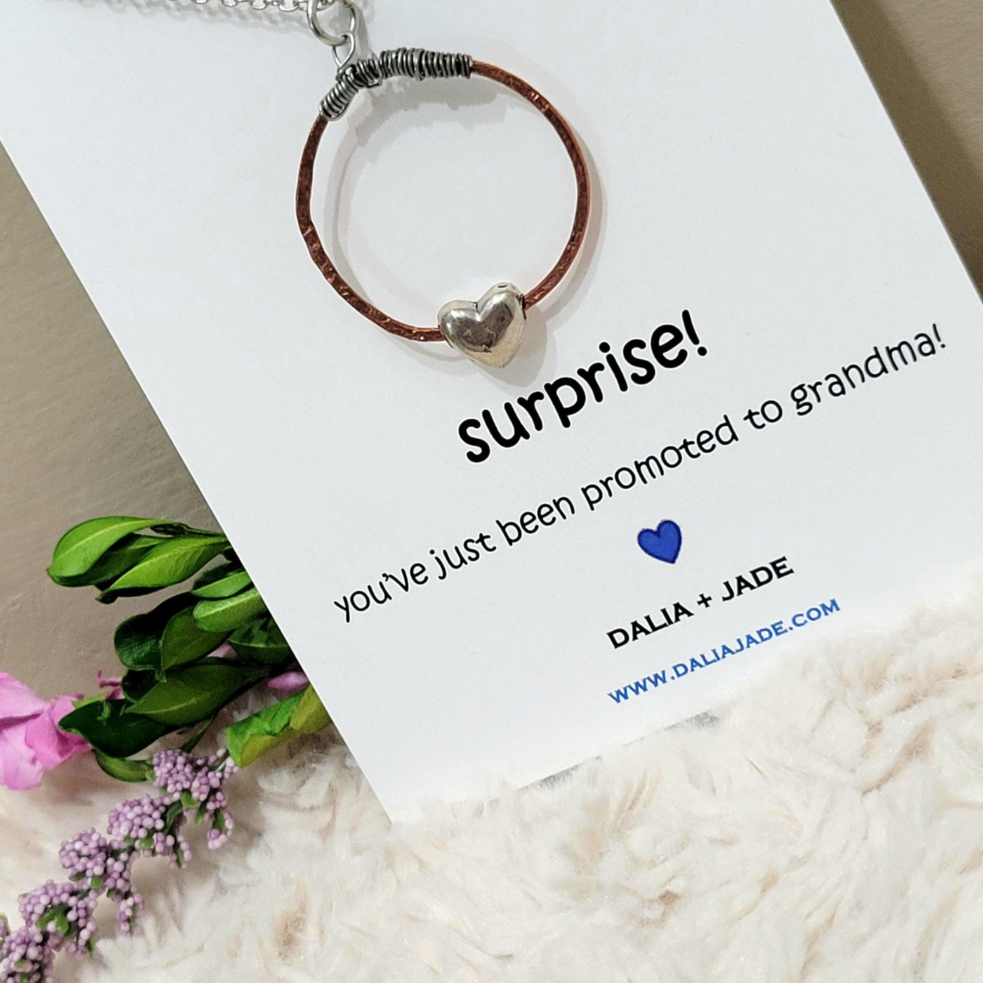 Surprise! You're Going to Be a Grandma! Circle Necklace & Card - Accessories - dalia + jade 