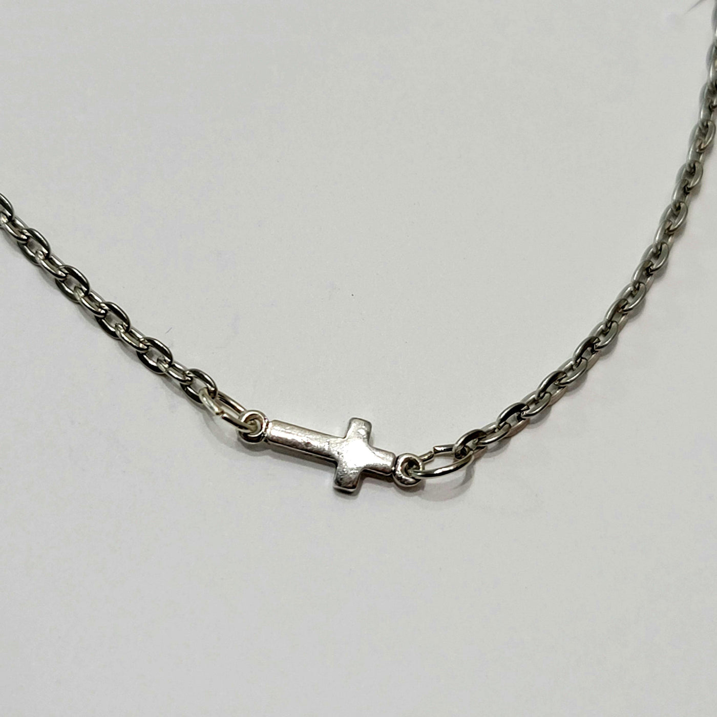 Silver Sideways Cross Necklace - Accessories - dalia + jade 