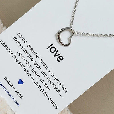 Silver Heart Necklace with Love Message Card - Accessories - dalia + jade 