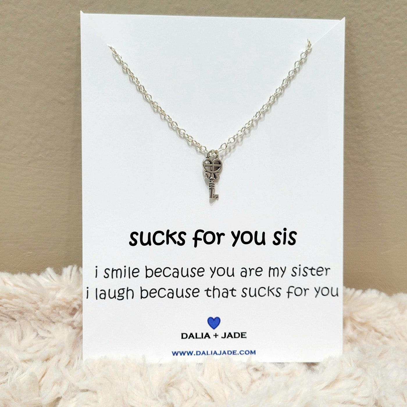 Sucks for You Sis - Feather Necklace - Sister Gift - Accessories - dalia + jade 