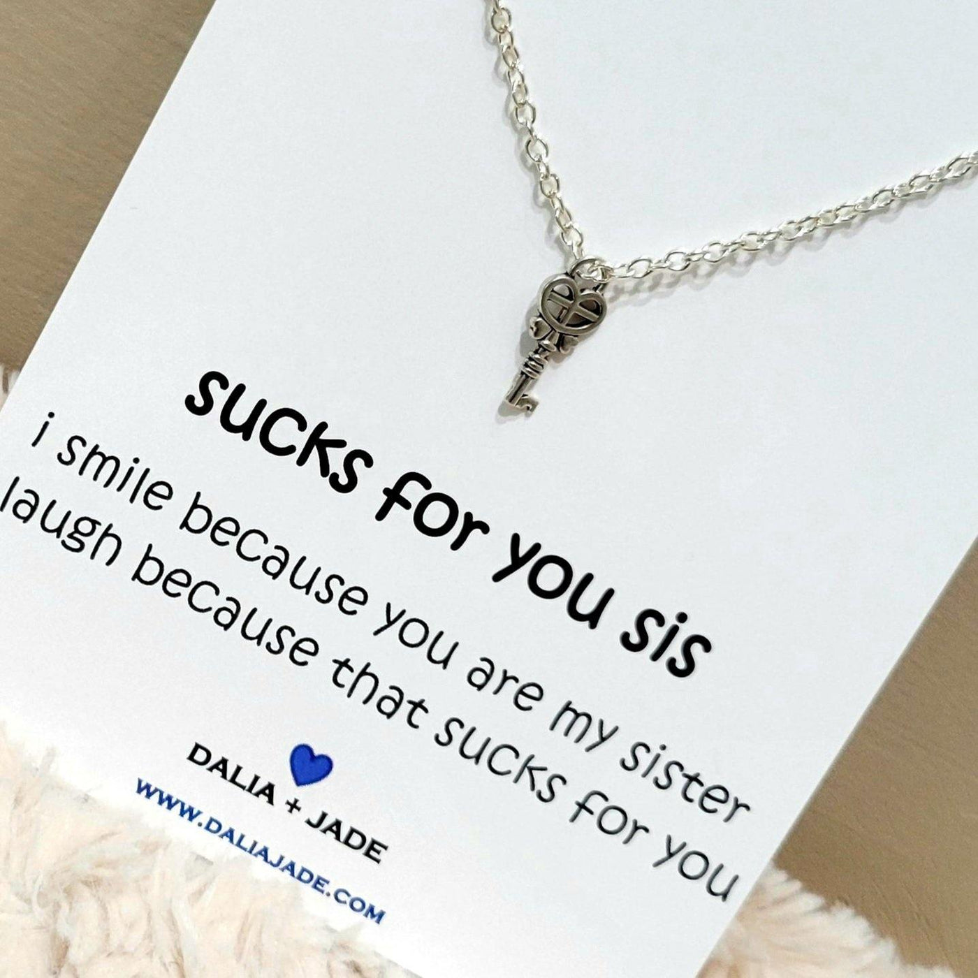 Sucks for You Sis - Feather Necklace - Sister Gift - Accessories - dalia + jade 