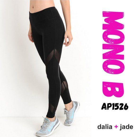 MONO B AP1526 Black Mesh Yoga Leggings - yoga leggings - dalia + jade 