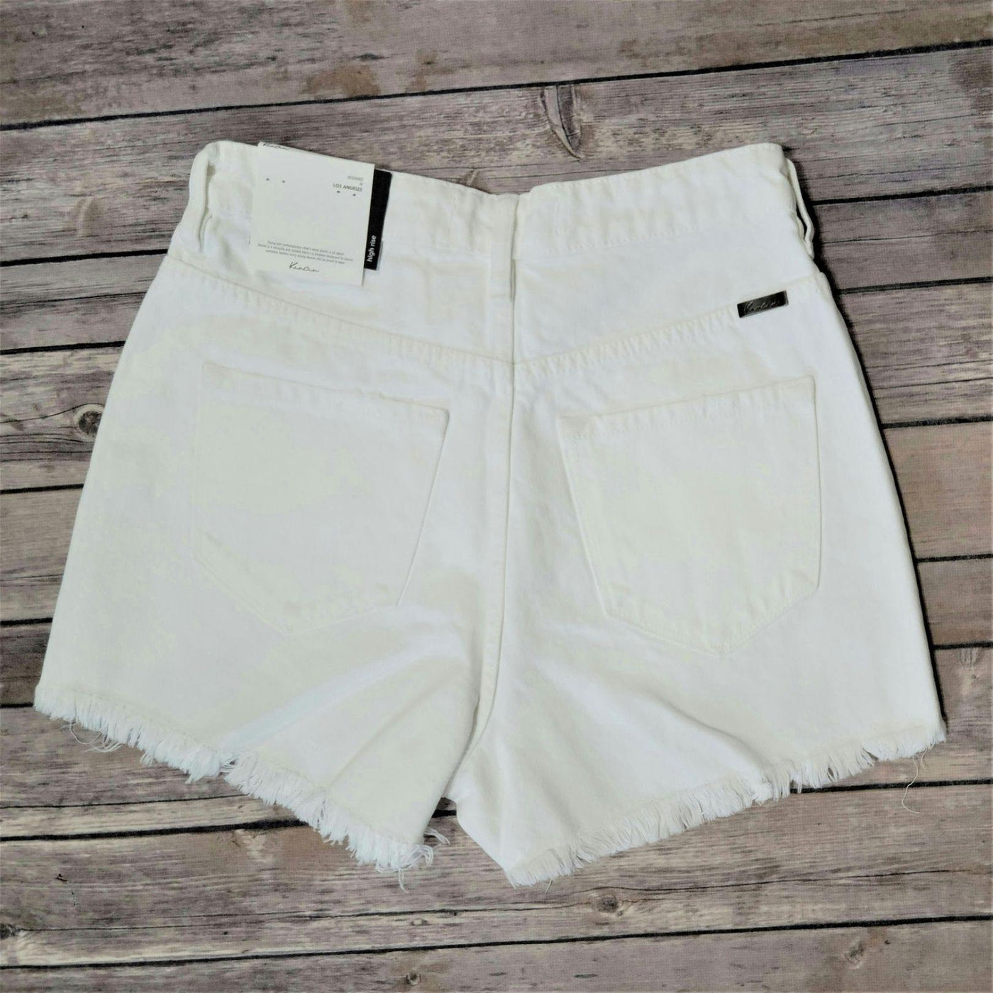 KANCAN KC9145WT Ultra High Rise Distressed White Denim Shorts - jeans - dalia + jade 