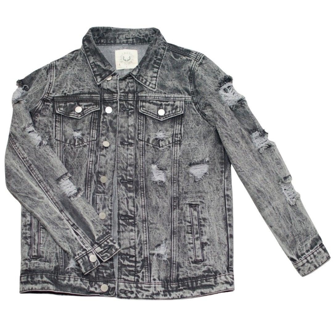 Fantastic Fawn Charcoal Gray Distressed Denim Jacket - USA MADE!! - Outerwear - dalia + jade 