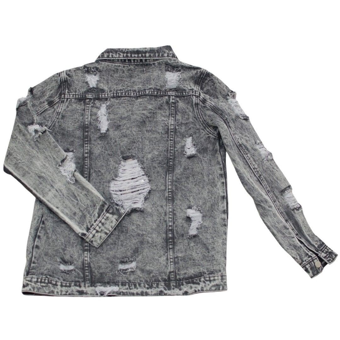 Fantastic Fawn Charcoal Gray Distressed Denim Jacket - USA MADE!! - Outerwear - dalia + jade 