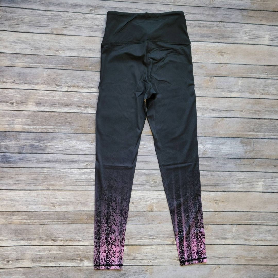 MONO B APH2884 Black and Pink Ombre Snake Skin Print Yoga Leggings
