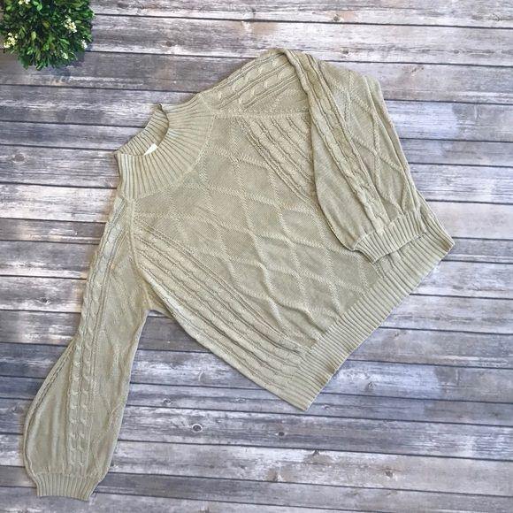 Beige Long Sleeve Mock Turtle Neck Sweater - sweater - dalia + jade 