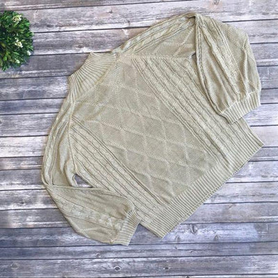 Beige Long Sleeve Mock Turtle Neck Sweater - sweater - dalia + jade 