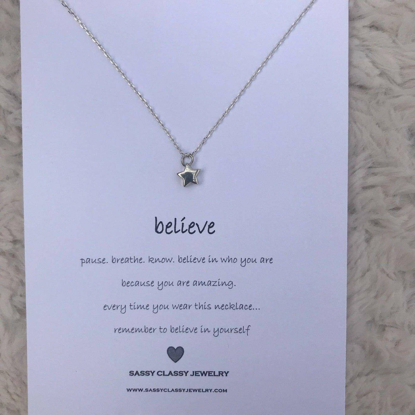 Silver Star Necklace with Believe Jewelry Card - Accessories - dalia + jade 