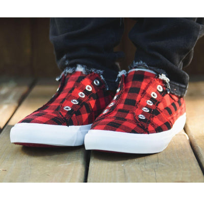 Corkys Babalu Red Buffalo Plaid Slip On Fashion Sneaker - Shoes - dalia + jade 