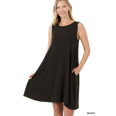Zenana Black A-Line Loose Fit Sleeveless Mini Dress RD-9494
