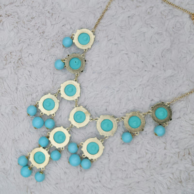 Light Blue Multi Layered Statement Necklace 26" - Accessories - dalia + jade 