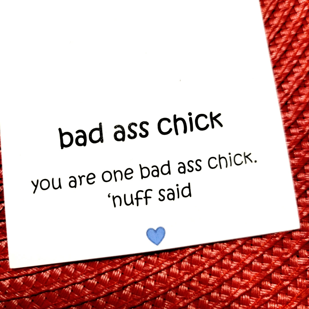 Bad Ass Chick Circle Lariat Necklace - Funny Best Friend Gift Idea