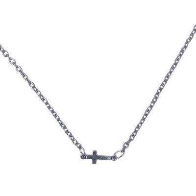 Believe - Silver Sideways Cross Necklace - Accessories - dalia + jade 